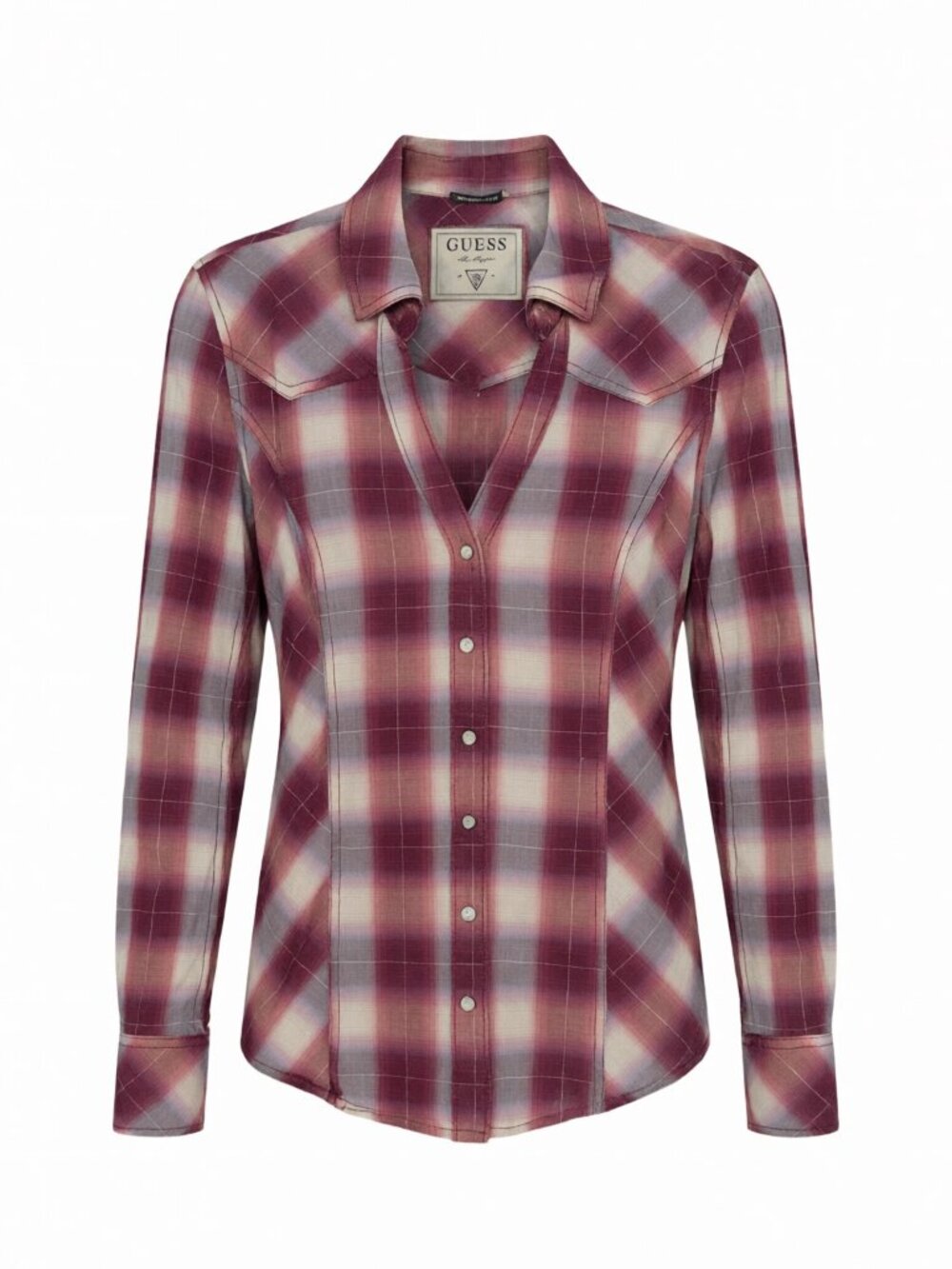 Guess Plaid Button Down Shirt Women's L Red